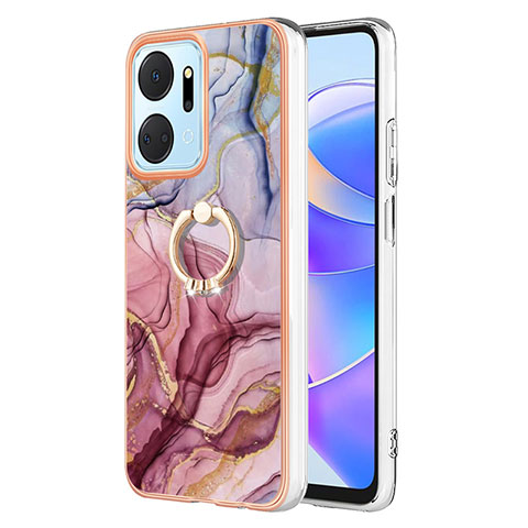 Custodia Silicone Gel Morbida Fantasia Modello Cover con Anello Supporto Y01B per Huawei Honor X7a Multicolore