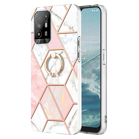 Custodia Silicone Gel Morbida Fantasia Modello Cover con Anello Supporto Y01B per Oppo A94 5G Rosa