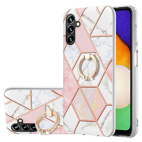 Custodia Silicone Gel Morbida Fantasia Modello Cover con Anello Supporto Y01B per Samsung Galaxy A04s Rosa