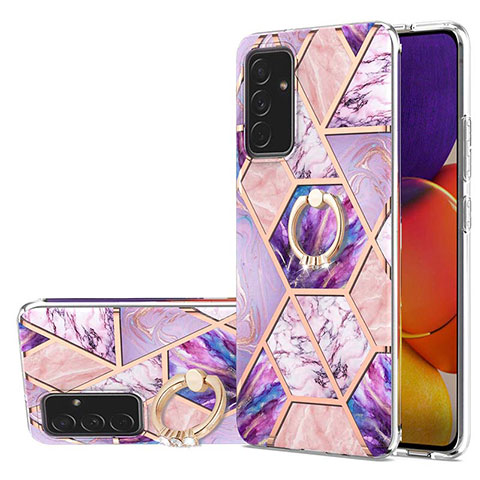 Custodia Silicone Gel Morbida Fantasia Modello Cover con Anello Supporto Y01B per Samsung Galaxy A05s Lavanda