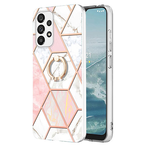 Custodia Silicone Gel Morbida Fantasia Modello Cover con Anello Supporto Y01B per Samsung Galaxy A23 4G Rosa