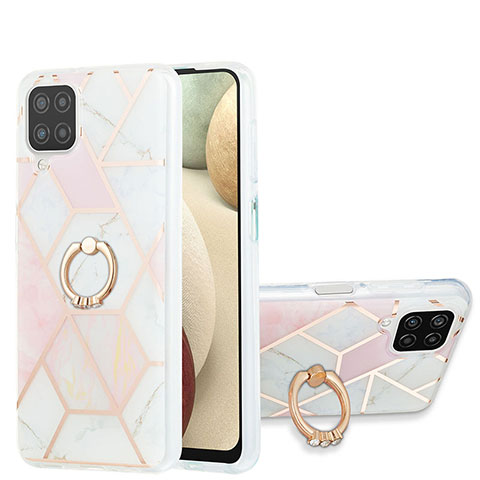 Custodia Silicone Gel Morbida Fantasia Modello Cover con Anello Supporto Y01B per Samsung Galaxy M12 Rosa