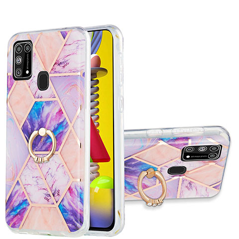 Custodia Silicone Gel Morbida Fantasia Modello Cover con Anello Supporto Y01B per Samsung Galaxy M31 Lavanda