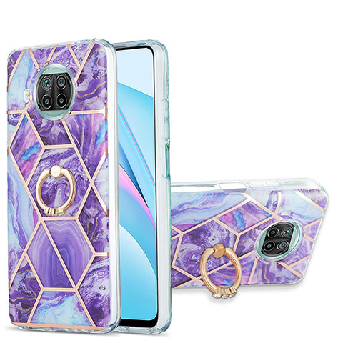 Custodia Silicone Gel Morbida Fantasia Modello Cover con Anello Supporto Y01B per Xiaomi Mi 10T Lite 5G Viola