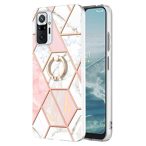 Custodia Silicone Gel Morbida Fantasia Modello Cover con Anello Supporto Y01B per Xiaomi Redmi Note 10 Pro 4G Rosa