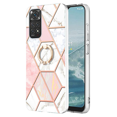 Custodia Silicone Gel Morbida Fantasia Modello Cover con Anello Supporto Y01B per Xiaomi Redmi Note 11 4G (2022) Rosa