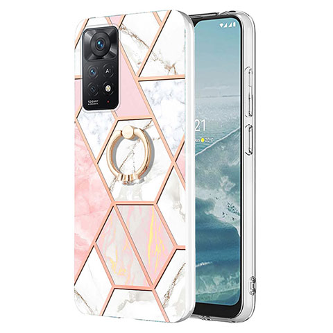 Custodia Silicone Gel Morbida Fantasia Modello Cover con Anello Supporto Y01B per Xiaomi Redmi Note 12 Pro 4G Rosa