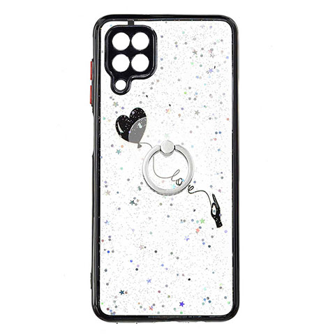 Custodia Silicone Gel Morbida Fantasia Modello Cover con Anello Supporto Y01X per Samsung Galaxy A22 4G Nero