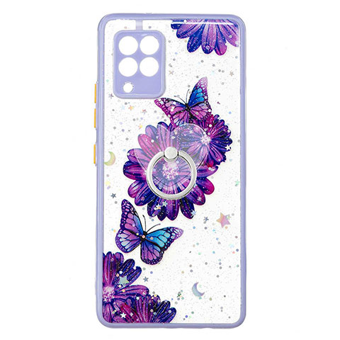 Custodia Silicone Gel Morbida Fantasia Modello Cover con Anello Supporto Y01X per Samsung Galaxy A42 5G Viola