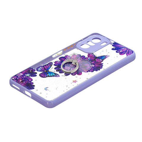 Custodia Silicone Gel Morbida Fantasia Modello Cover con Anello Supporto Y01X per Xiaomi Mi 11X 5G Viola