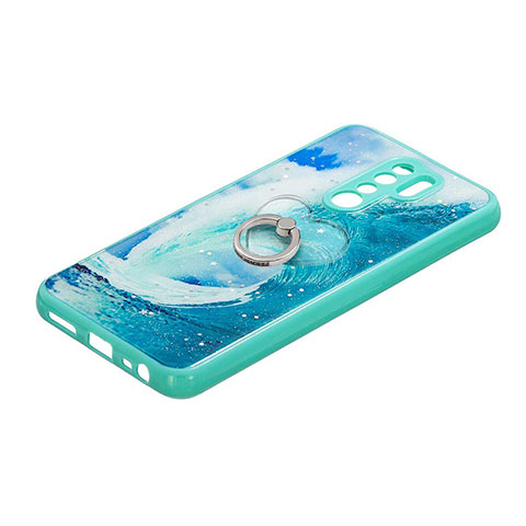 Custodia Silicone Gel Morbida Fantasia Modello Cover con Anello Supporto Y01X per Xiaomi Poco M2 Verde