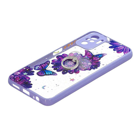 Custodia Silicone Gel Morbida Fantasia Modello Cover con Anello Supporto Y01X per Xiaomi Poco M5S Viola