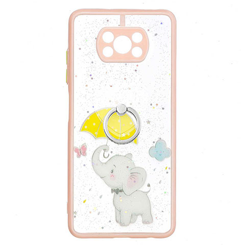 Custodia Silicone Gel Morbida Fantasia Modello Cover con Anello Supporto Y01X per Xiaomi Poco X3 Giallo