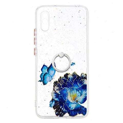 Custodia Silicone Gel Morbida Fantasia Modello Cover con Anello Supporto Y01X per Xiaomi Redmi 9AT Blu