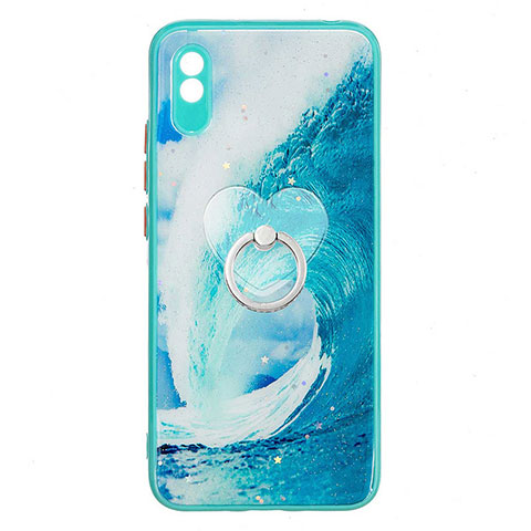 Custodia Silicone Gel Morbida Fantasia Modello Cover con Anello Supporto Y01X per Xiaomi Redmi 9AT Verde