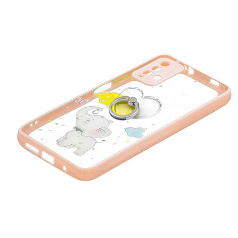 Custodia Silicone Gel Morbida Fantasia Modello Cover con Anello Supporto Y01X per Xiaomi Redmi 9T 4G Giallo