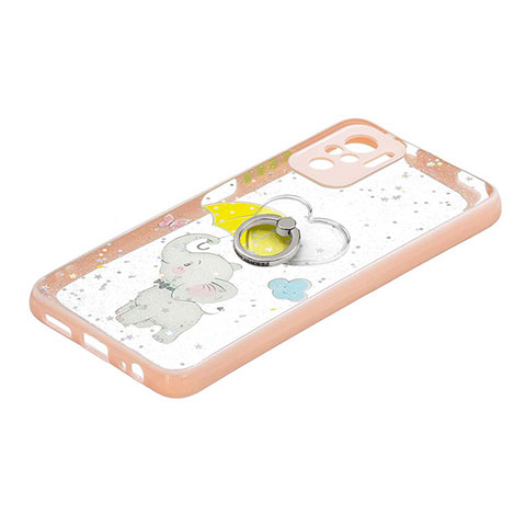 Custodia Silicone Gel Morbida Fantasia Modello Cover con Anello Supporto Y01X per Xiaomi Redmi Note 10S 4G Giallo