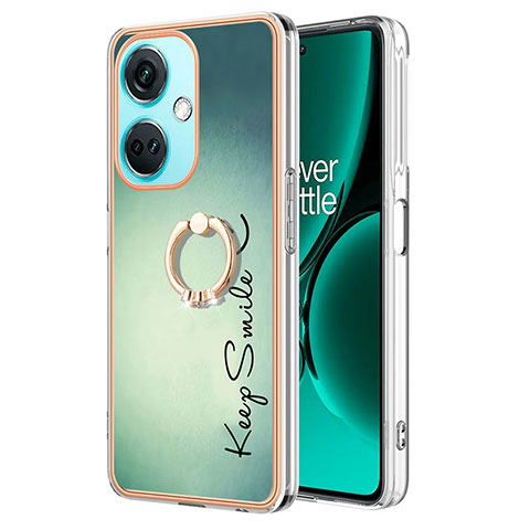 Custodia Silicone Gel Morbida Fantasia Modello Cover con Anello Supporto Y02B per OnePlus Nord CE 3 Lite 5G Verde