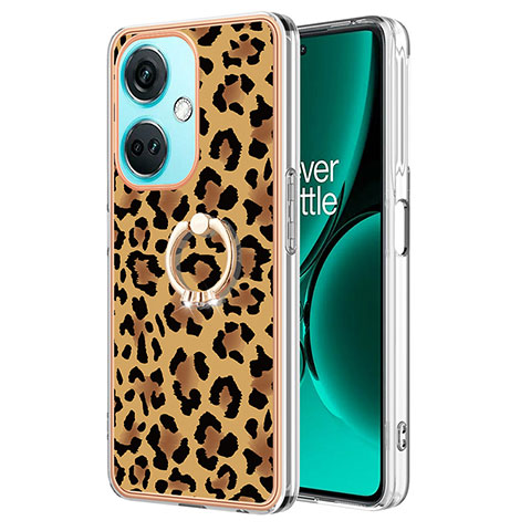 Custodia Silicone Gel Morbida Fantasia Modello Cover con Anello Supporto Y02B per OnePlus Nord N30 5G Marrone