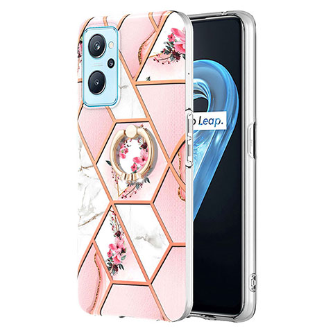 Custodia Silicone Gel Morbida Fantasia Modello Cover con Anello Supporto Y02B per Oppo A96 4G Rosa