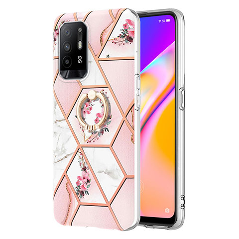 Custodia Silicone Gel Morbida Fantasia Modello Cover con Anello Supporto Y02B per Oppo F19 Pro+ Plus 5G Rosa