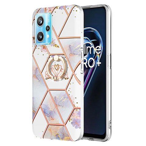 Custodia Silicone Gel Morbida Fantasia Modello Cover con Anello Supporto Y02B per Realme Narzo 50 Pro 5G Grigio