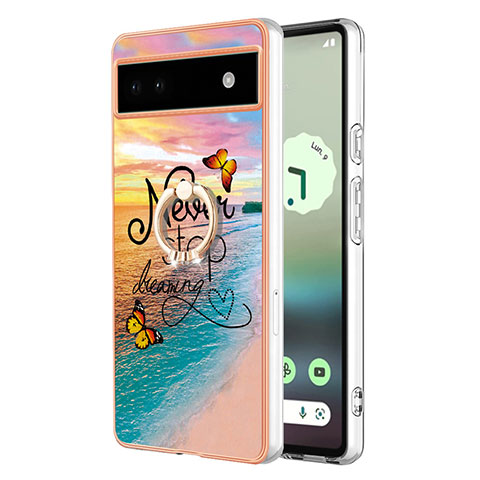 Custodia Silicone Gel Morbida Fantasia Modello Cover con Anello Supporto Y03B per Google Pixel 6a 5G Multicolore