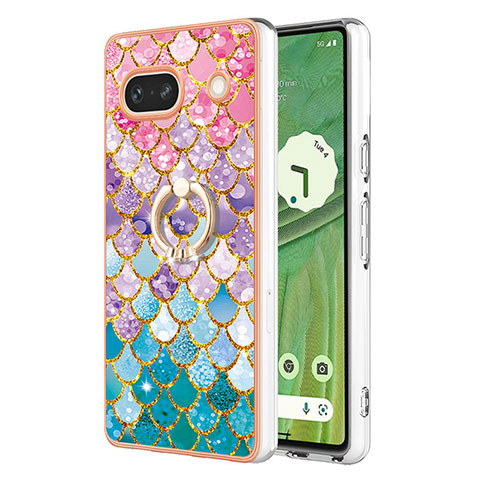 Custodia Silicone Gel Morbida Fantasia Modello Cover con Anello Supporto Y03B per Google Pixel 7a 5G Colorato