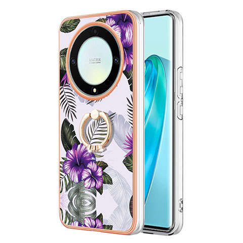 Custodia Silicone Gel Morbida Fantasia Modello Cover con Anello Supporto Y03B per Huawei Honor Magic5 Lite 5G Viola