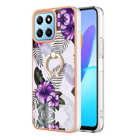 Custodia Silicone Gel Morbida Fantasia Modello Cover con Anello Supporto Y03B per Huawei Honor X6 5G Viola