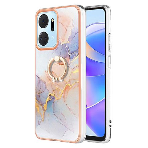 Custodia Silicone Gel Morbida Fantasia Modello Cover con Anello Supporto Y03B per Huawei Honor X7a Lavanda