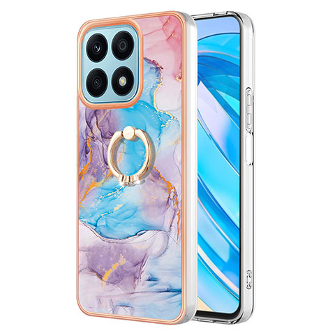 Custodia Silicone Gel Morbida Fantasia Modello Cover con Anello Supporto Y03B per Huawei Honor X8a 4G Blu