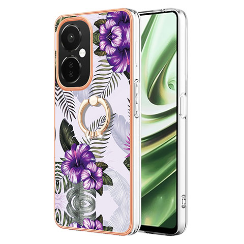 Custodia Silicone Gel Morbida Fantasia Modello Cover con Anello Supporto Y03B per OnePlus Nord CE 3 5G Viola