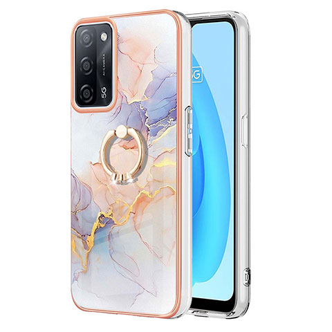 Custodia Silicone Gel Morbida Fantasia Modello Cover con Anello Supporto Y03B per Oppo A53s 5G Lavanda