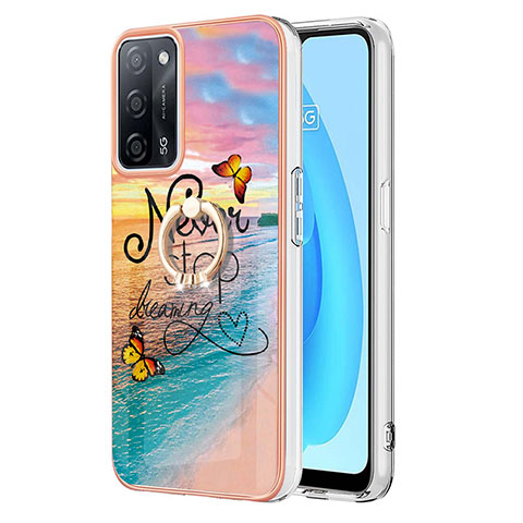 Custodia Silicone Gel Morbida Fantasia Modello Cover con Anello Supporto Y03B per Oppo A53s 5G Multicolore