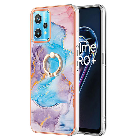 Custodia Silicone Gel Morbida Fantasia Modello Cover con Anello Supporto Y03B per Realme 9 4G Blu