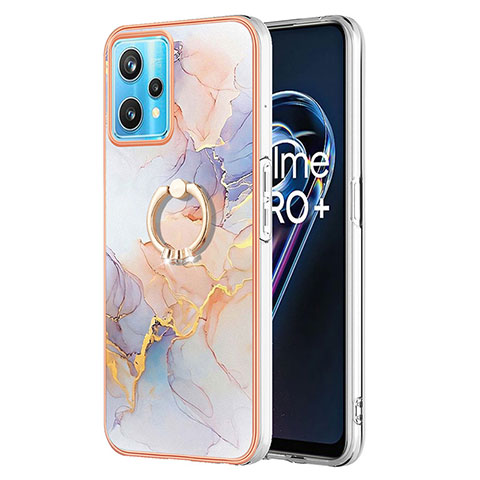 Custodia Silicone Gel Morbida Fantasia Modello Cover con Anello Supporto Y03B per Realme 9 Pro 5G Lavanda