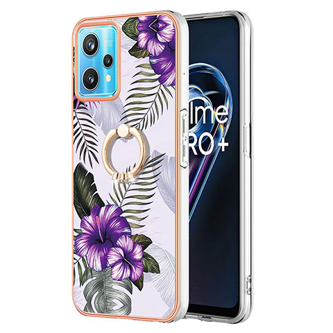 Custodia Silicone Gel Morbida Fantasia Modello Cover con Anello Supporto Y03B per Realme 9 Pro 5G Viola