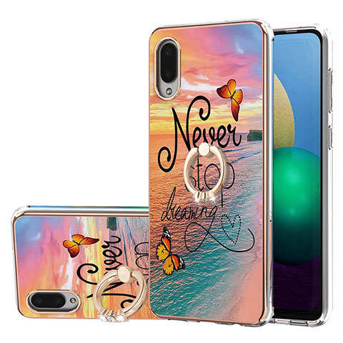 Custodia Silicone Gel Morbida Fantasia Modello Cover con Anello Supporto Y03B per Samsung Galaxy A02 Multicolore