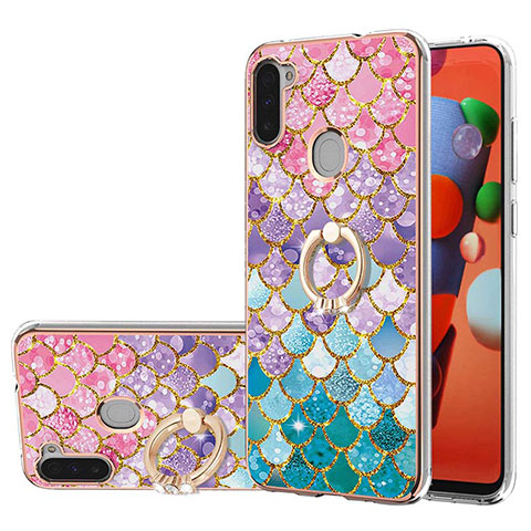 Custodia Silicone Gel Morbida Fantasia Modello Cover con Anello Supporto Y03B per Samsung Galaxy A11 Colorato