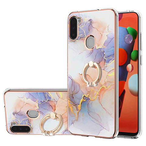 Custodia Silicone Gel Morbida Fantasia Modello Cover con Anello Supporto Y03B per Samsung Galaxy A11 Lavanda