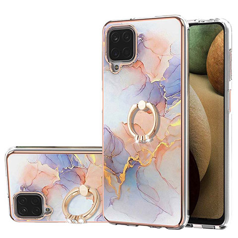 Custodia Silicone Gel Morbida Fantasia Modello Cover con Anello Supporto Y03B per Samsung Galaxy A12 Lavanda