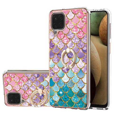 Custodia Silicone Gel Morbida Fantasia Modello Cover con Anello Supporto Y03B per Samsung Galaxy A12 Nacho Colorato