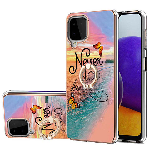 Custodia Silicone Gel Morbida Fantasia Modello Cover con Anello Supporto Y03B per Samsung Galaxy A22 4G Multicolore