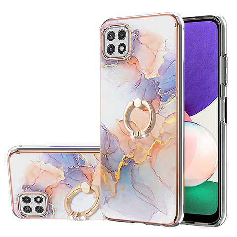 Custodia Silicone Gel Morbida Fantasia Modello Cover con Anello Supporto Y03B per Samsung Galaxy A22 5G Lavanda