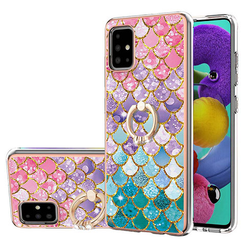 Custodia Silicone Gel Morbida Fantasia Modello Cover con Anello Supporto Y03B per Samsung Galaxy A51 4G Colorato