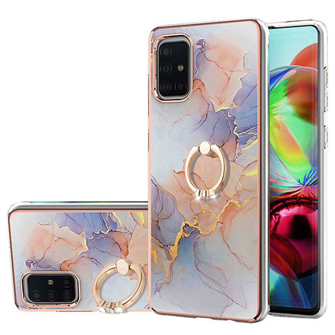 Custodia Silicone Gel Morbida Fantasia Modello Cover con Anello Supporto Y03B per Samsung Galaxy A71 4G A715 Lavanda