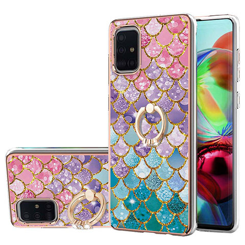 Custodia Silicone Gel Morbida Fantasia Modello Cover con Anello Supporto Y03B per Samsung Galaxy A71 5G Colorato