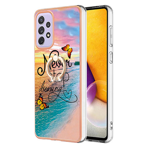 Custodia Silicone Gel Morbida Fantasia Modello Cover con Anello Supporto Y03B per Samsung Galaxy A73 5G Multicolore