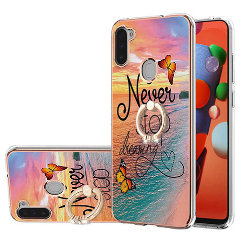 Custodia Silicone Gel Morbida Fantasia Modello Cover con Anello Supporto Y03B per Samsung Galaxy M11 Multicolore